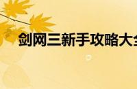 剑网三新手攻略大全（剑网三新手攻略）