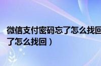 微信支付密码忘了怎么找回 未绑定银行卡（微信支付密码忘了怎么找回）