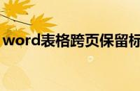 word表格跨页保留标题栏（word表格跨页）