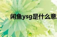 闲鱼ysg是什么意思 目前是什么情况？