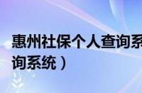 惠州社保个人查询系统官网（惠州社保个人查询系统）