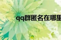 qq群匿名在哪里打开（qq群匿名）