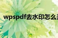 wpspdf去水印怎么弄（wpspdf去除水印）