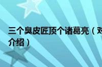 三个臭皮匠顶个诸葛亮（对于三个臭皮匠顶个诸葛亮的情况介绍）