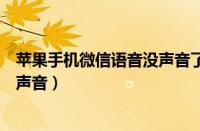 苹果手机微信语音没声音了如何恢复（苹果手机微信语音没声音）