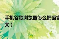 手机谷歌浏览器怎么把语言改为中文（手机谷歌浏览器改中文）