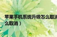 苹果手机系统升级怎么取消自动更新（苹果手机系统升级怎么取消）