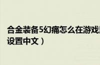 合金装备5幻痛怎么在游戏里设置中文（合金装备5幻痛怎么设置中文）