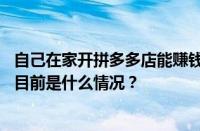 自己在家开拼多多店能赚钱吗？一个人做拼多多赚多少钱？ 目前是什么情况？