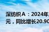 深纺织Ａ：2024年上半年净利润4389.41万元，同比增长20.90%