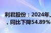 利君股份：2024年上半年净利润8377.8万元，同比下降54.89%