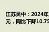 江苏吴中：2024年上半年净利润2445.46万元，同比下降10.75%