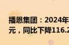 播恩集团：2024年上半年净利润-404.11万元，同比下降116.21%