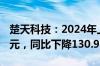 楚天科技：2024年上半年净利润-8263.56万元，同比下降130.94%