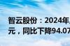 智云股份：2024年上半年净利润1023.91万元，同比下降94.07%