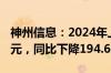 神州信息：2024年上半年净利润-7653.41万元，同比下降194.64%